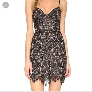 For Love and Lemons black lace fitted dress